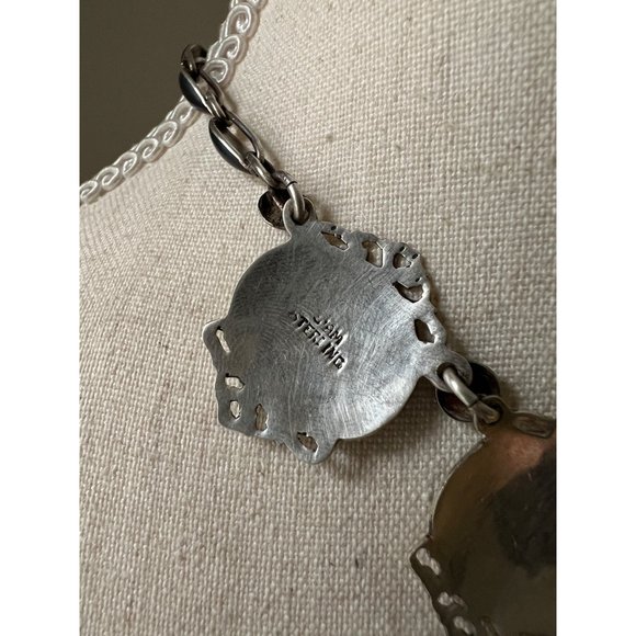 Vintage Ethnic Thai Siam Black Niello Sterling Silver Link Choker Necklace Dance - Picture 7 of 9